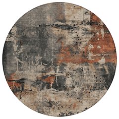 Machine Washable Indoor/Outdoor Chantille Taupe 8' x 8' Round Rug
