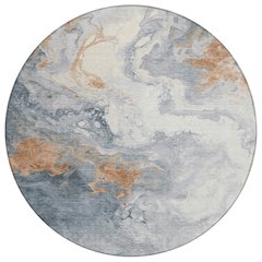 Machine Washable Indoor/Outdoor Chantille Gray 8' x 8' Round Rug