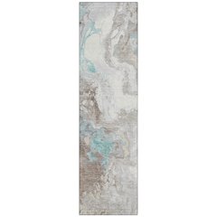 Machine Washable Indoor/Outdoor Chantille Teal 2'3" x 7'6" Runner Rug