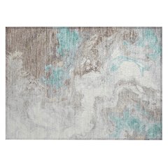 Machine Washable Indoor/Outdoor Chantille Teal 1'8" x 2'6" Rug