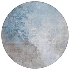 Machine Washable Indoor/Outdoor Chantille Denim 8' x 8' Round Rug