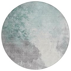 Machine Washable Indoor/Outdoor Chantille Seafoam 8' x 8' Round Rug
