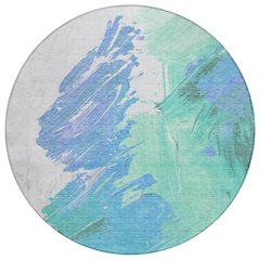 Machine Washable Indoor/Outdoor Chantille Seafoam 8' x 8' Round Rug
