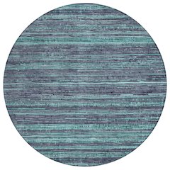 Machine Washable Indoor/Outdoor Chantille Teal 8' x 8' Round Rug