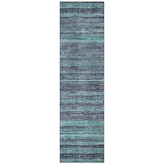 Machine Washable Indoor/Outdoor Chantille Teal 2'3" x 7'6" Runner Rug