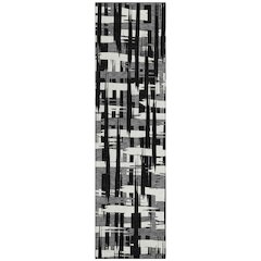 Machine Washable Indoor/Outdoor Chantille Black 2'3" x 7'6" Runner Rug