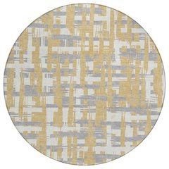 Machine Washable Indoor/Outdoor Chantille Gold 8' x 8' Round Rug