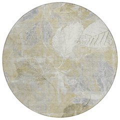 Machine Washable Indoor/Outdoor Chantille Beige 8' x 8' Round Rug