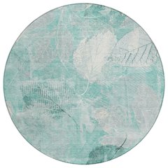 Machine Washable Indoor/Outdoor Chantille Teal 8' x 8' Round Rug