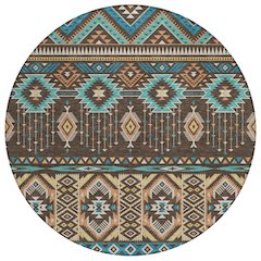 Machine Washable Indoor/Outdoor Chantille Brown 8' x 8' Round Rug