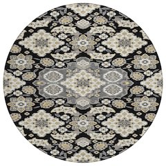 Machine Washable Indoor/Outdoor Chantille Black 8' x 8' Round Rug