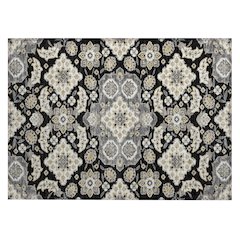 Machine Washable Indoor/Outdoor Chantille Black 1'8" x 2'6" Rug