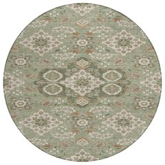 Machine Washable Indoor/Outdoor Chantille Sage 8' x 8' Round Rug
