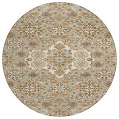 Machine Washable Indoor/Outdoor Chantille Taupe 8' x 8' Round Rug