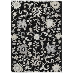 Machine Washable Indoor/Outdoor Chantille Black 2'6" x 3'10" Rug