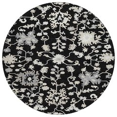 Machine Washable Indoor/Outdoor Chantille Black 8' x 8' Round Rug