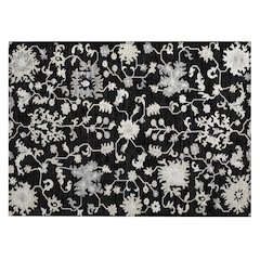 Machine Washable Indoor/Outdoor Chantille Black 1'8" x 2'6" Rug