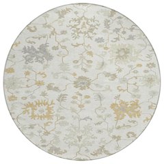 Machine Washable Indoor/Outdoor Chantille Ivory 8' x 8' Round Rug