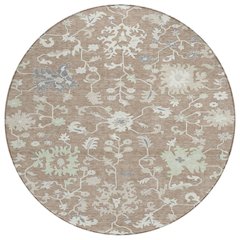 Machine Washable Indoor/Outdoor Chantille Taupe 8' x 8' Round Rug