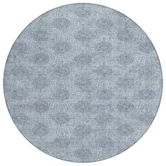 Machine Washable Indoor/Outdoor Chantille Blue 8' x 8' Round Rug