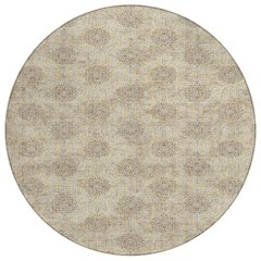 Machine Washable Indoor/Outdoor Chantille Gold 8' x 8' Round Rug