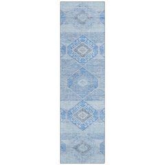 Machine Washable Indoor/Outdoor Chantille Blue 2'3" x 7'6" Runner Rug