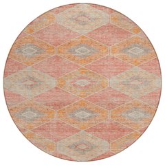 Machine Washable Indoor/Outdoor Chantille Coral 8' x 8' Round Rug