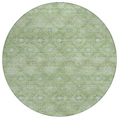 Machine Washable Indoor/Outdoor Chantille Green 8' x 8' Round Rug