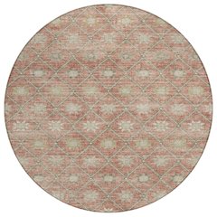 Machine Washable Indoor/Outdoor Chantille Terracotta 8' x 8' Round Rug