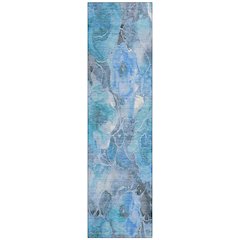 Machine Washable Indoor/Outdoor Chantille Blue 2'3" x 7'6" Runner Rug