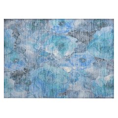 Machine Washable Indoor/Outdoor Chantille Blue 1'8" x 2'6" Rug