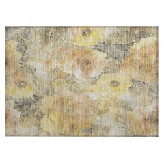 Machine Washable Indoor/Outdoor Chantille Gold 1'8" x 2'6" Rug