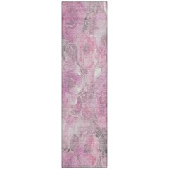 Machine Washable Indoor/Outdoor Chantille Pink 2'3" x 7'6" Runner Rug