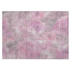 Machine Washable Indoor/Outdoor Chantille Pink 1'8" x 2'6" Rug
