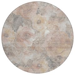 Machine Washable Indoor/Outdoor Chantille Taupe 8' x 8' Round Rug