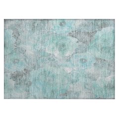 Machine Washable Indoor/Outdoor Chantille Teal 1'8" x 2'6" Rug