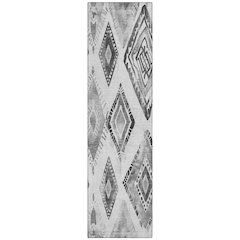 Machine Washable Indoor/Outdoor Chantille Gray 2'3" x 7'6" Runner Rug