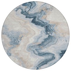 Machine Washable Indoor/Outdoor Chantille Beige 8' x 8' Round Rug