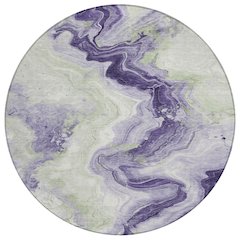 Machine Washable Indoor/Outdoor Chantille Lavender 8' x 8' Round Rug