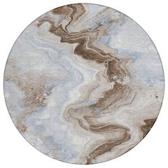 Machine Washable Indoor/Outdoor Chantille Taupe 8' x 8' Round Rug