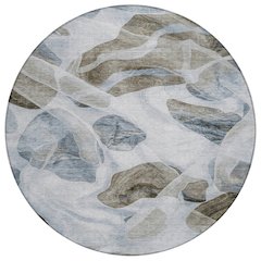 Machine Washable Indoor/Outdoor Chantille Sky 8' x 8' Round Rug