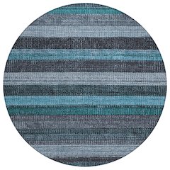Machine Washable Indoor/Outdoor Chantille Teal 8' x 8' Round Rug
