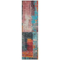 Machine Washable Indoor/Outdoor Chantille Teal 2'3" x 7'6" Runner Rug
