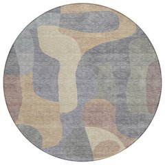 Machine Washable Indoor/Outdoor Chantille Gray 8' x 8' Round Rug