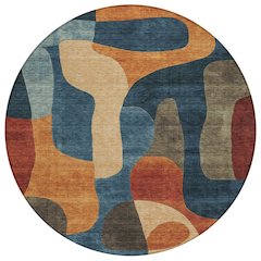 Machine Washable Indoor/Outdoor Chantille Navy 8' x 8' Round Rug
