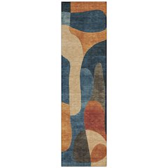 Machine Washable Indoor/Outdoor Chantille Navy 2'3" x 7'6" Runner Rug