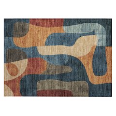 Machine Washable Indoor/Outdoor Chantille Navy 1'8" x 2'6" Rug