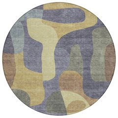 Machine Washable Indoor/Outdoor Chantille Purple 8' x 8' Round Rug