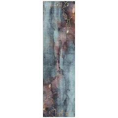 Machine Washable Indoor/Outdoor Chantille Blue 2'3" x 7'6" Runner Rug