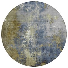 Machine Washable Indoor/Outdoor Chantille Khaki 8' x 8' Round Rug